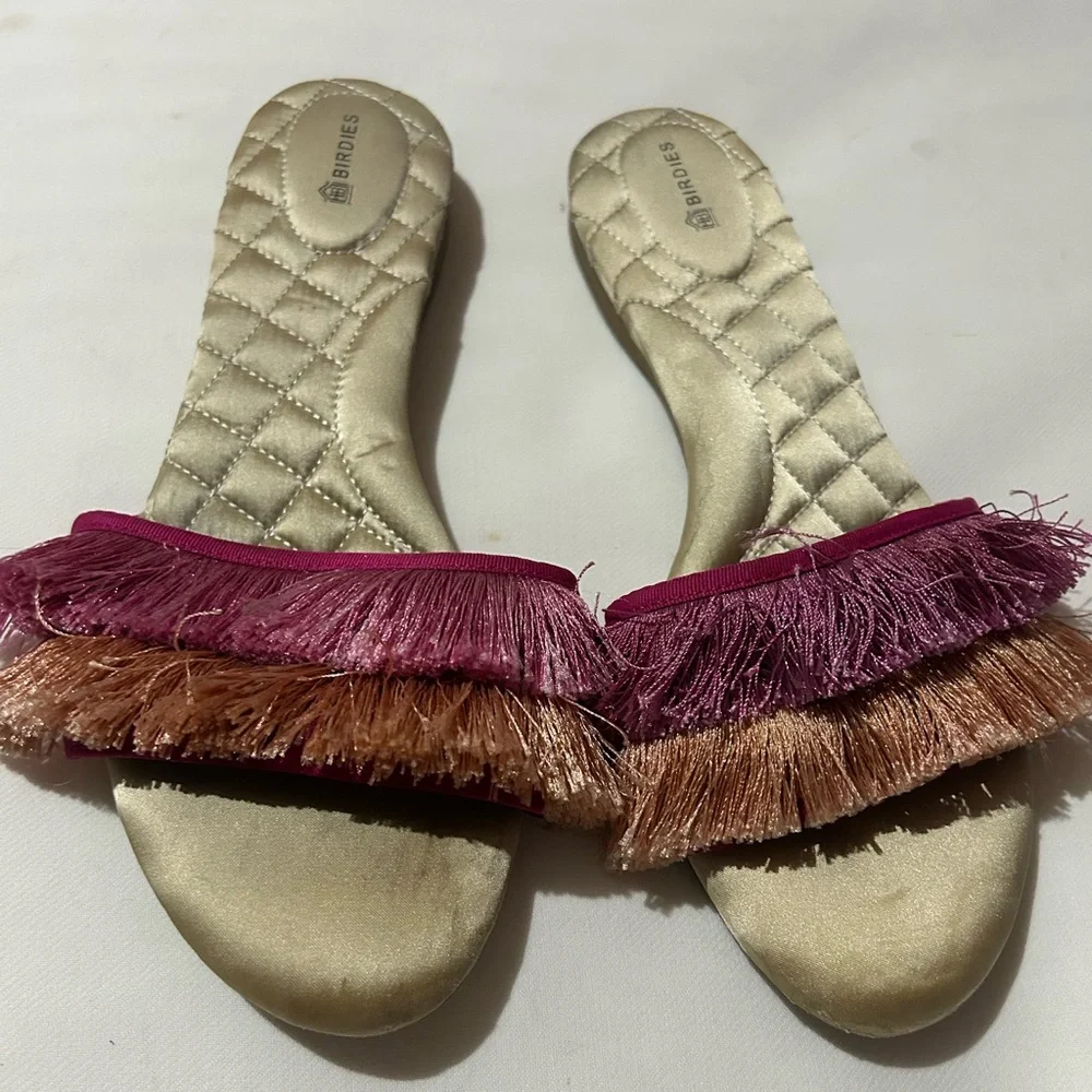 Birdies sparrow fringe sandal slides - Picture 3 of 9